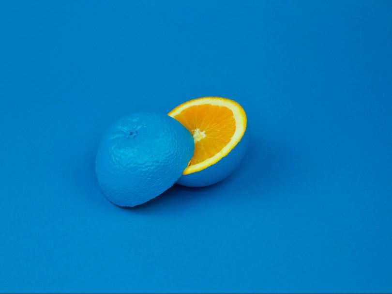 blue lemon sliced into two halves